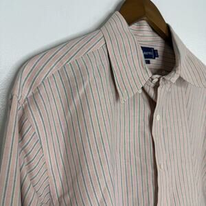 Ralph Lauren Shirt Mens 17 35 Pink Striped Button Down Long Sleeve Dress